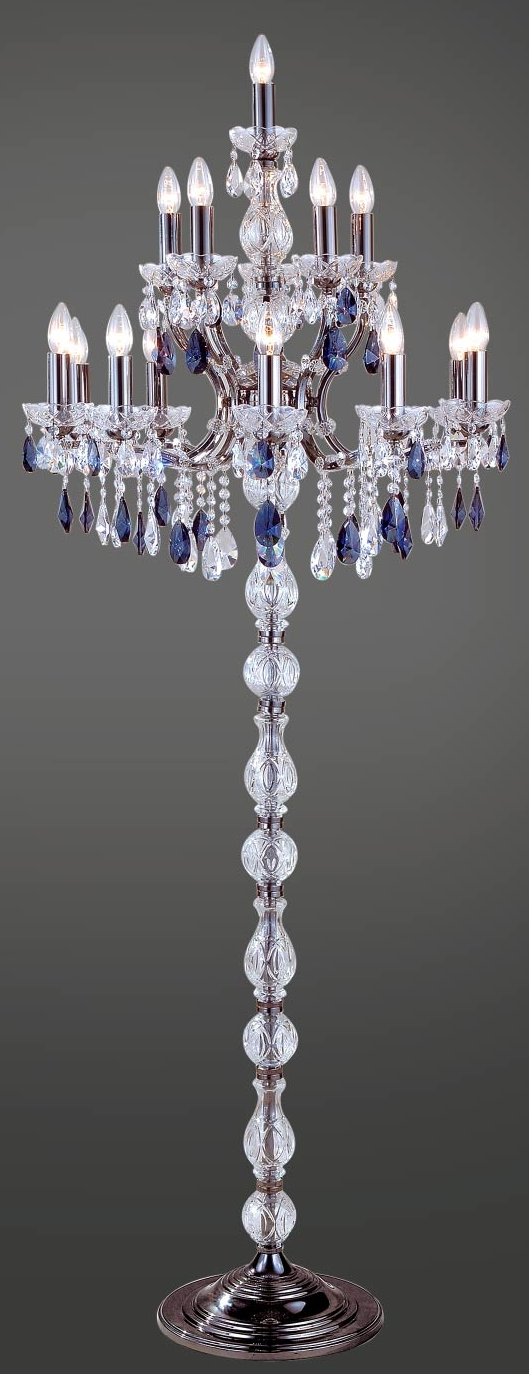 Floor lamp Blue, Gray and Clear crystal