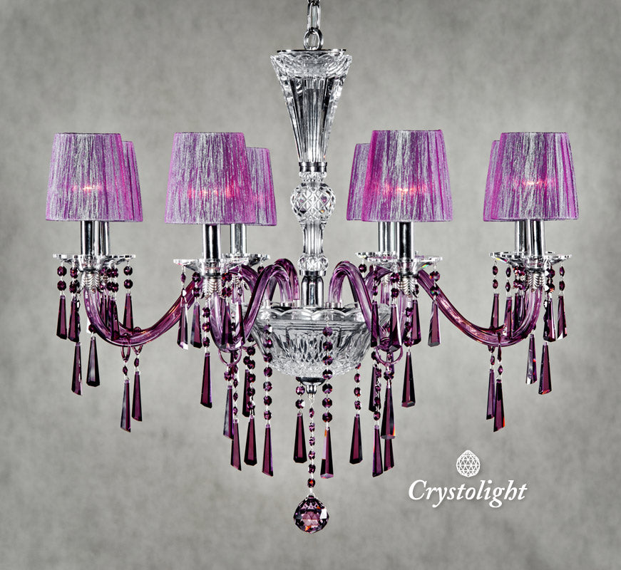 Murano Chandelier 8 arms Purple + Caps